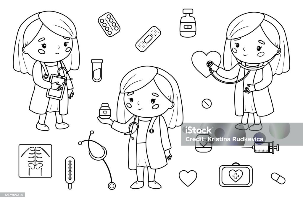 Ilustración de Página Para Colorear Para Niños y más Vectores Libres de Derechos de Doctor - Doctor, Colorear, Niño - iStock Ilustración de Página Para Colorear Para Niños y más Vectores Libres de Derechos de Doctor - Doctor, Colorear, Niño - iStock