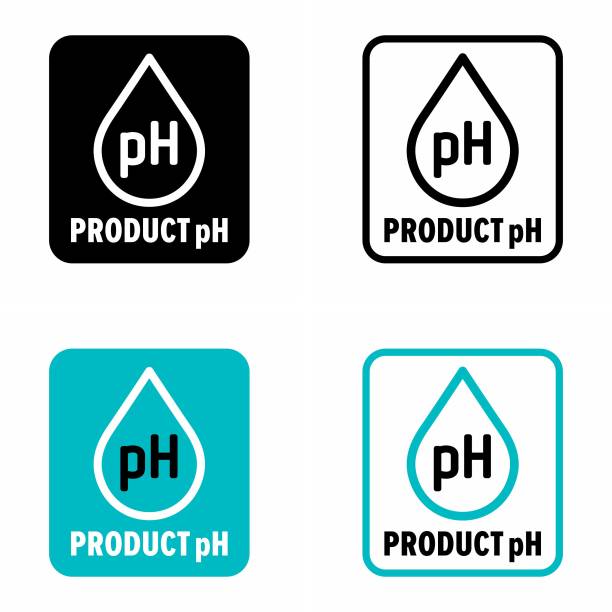 ilustrações, clipart, desenhos animados e ícones de nível de "ph do produto" de soluções baseadas em água, sinal de informação química - waterbased