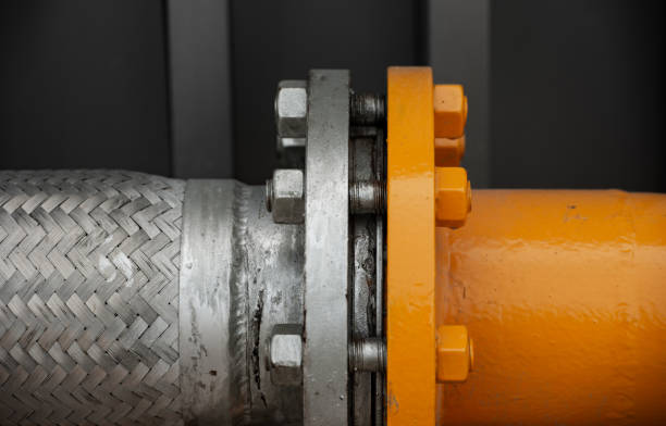 istock Outdoor natural gas connection pipe flanges 1217916026