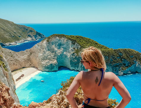 Paradise Zakinthos island in Greece, in turquoise waters