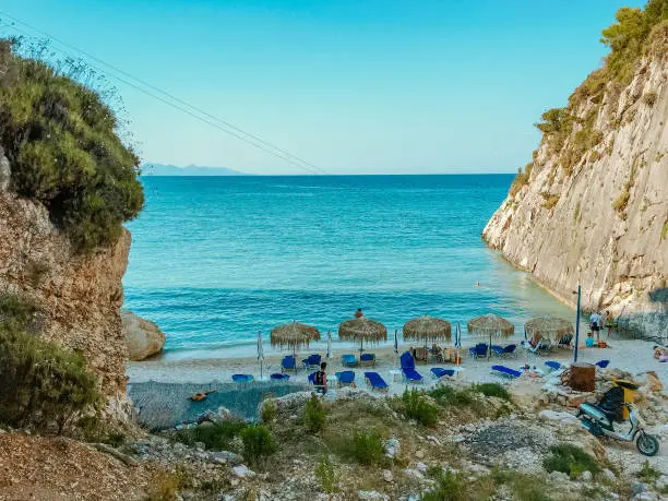 Landscape xigia beach view at Zakinthos, Greece, Mediterranean island’s ionic