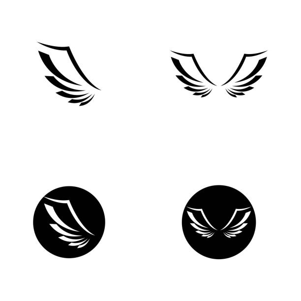 Falcon Logo Template Falcon Wing Logo Template vector icon design letter v tattoo stock illustrations