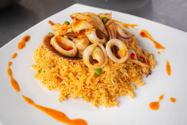 istock Peruvian food or rice with seafood 1217929443