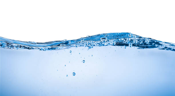 istock Blue water wave and bubbles isolated on white background. blue water surface with splash, waves and air bubbles to clean drinking water. Can be used for graphic designing, editing, putting on products 1217931471