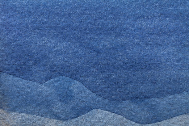 抽象芸術の背景の紺色。海の波のデニムパターンでキャンバスに水彩画。 - water wave water surface wave pattern ストックフォトと画像