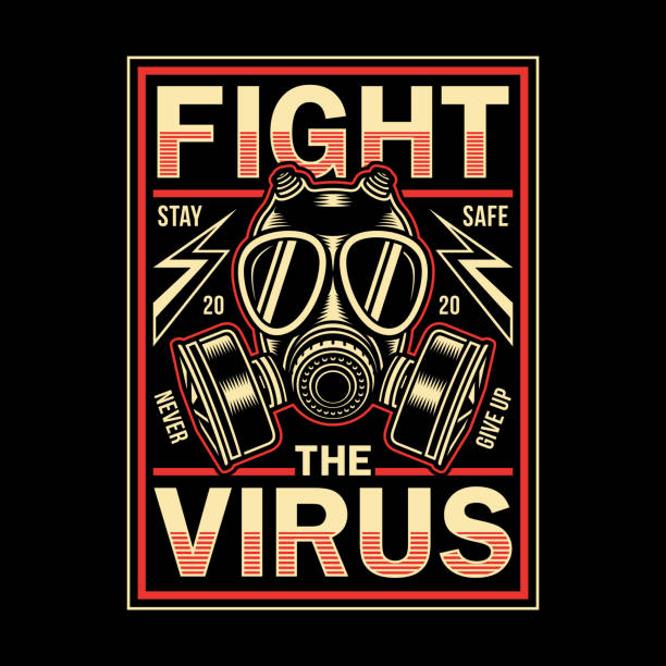 ilustraciones, imágenes clip art, dibujos animados e iconos de stock de vintage corona virus camiseta gráfica - camiseta con logotipo