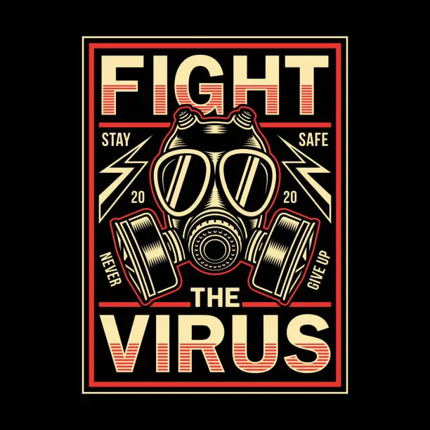 Vector illustration of Vintage Corona Virus Graphic T-shirt