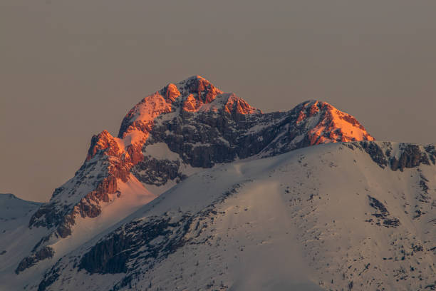 istock Triglav peak sunlit with vivid color 1217940578