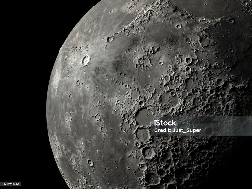 Close up super moon Moon Surface Stock Photo