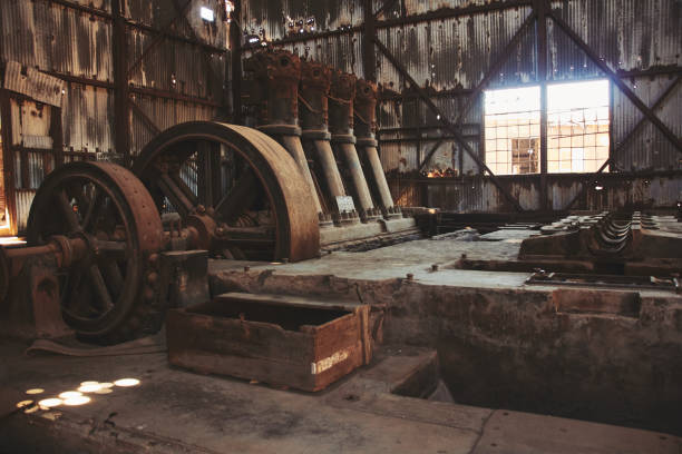 istock Disused industrial machines in ocher tones 1217944061