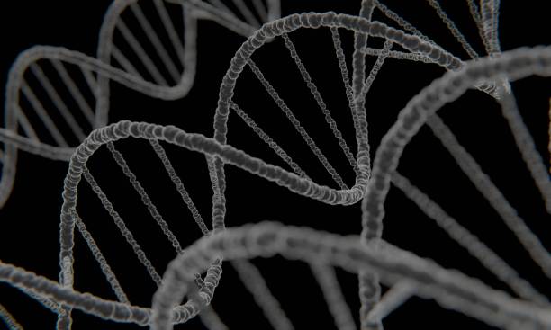 istock Science Biotechnology DNA structure illustration and abstract illustration. 3d render. 1217946079