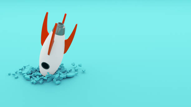 istock Business startup failure concept, broken rocket on a green background,3D Rendering. 1217947103