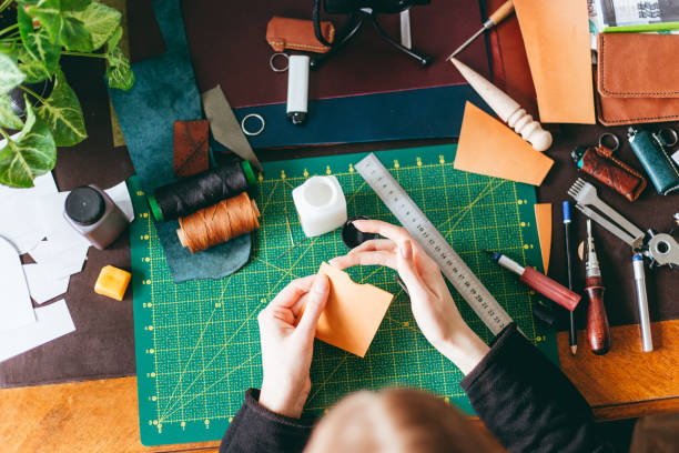 istock Leathercraft at home 1217949283