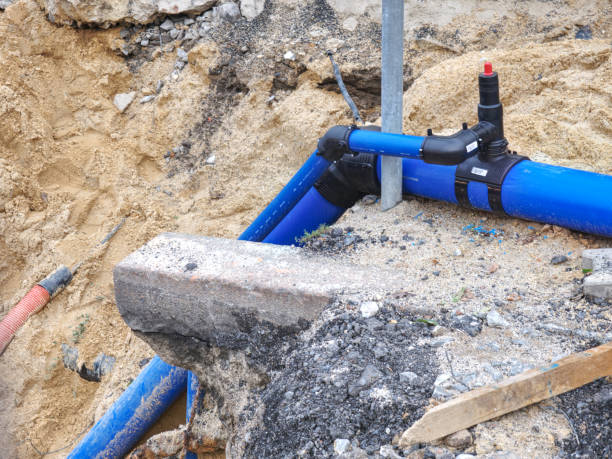 istock Three way joint of the PVC pipe. Potable water delivery system 1217950842