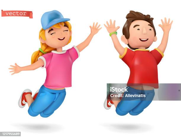 Funny Kids Girl And Boy 3d Vector Cartoon Icon Stock Illustration -  Download Image Now - Three Dimensional, Child, Child's Play Clay - iStock