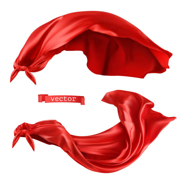 Superhero, red cape. 3d realistic vector Superhero, red cape. 3d realistic vector cape garment stock illustrations