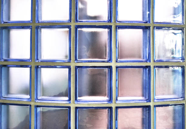istock Wall made of colored glass blocks as an abstract background. 1217957463