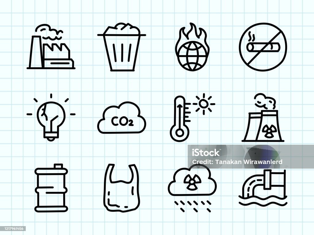 Pollution Pictionary Pollution Doodle Drawing Stock Illustration - Download Image Now ...