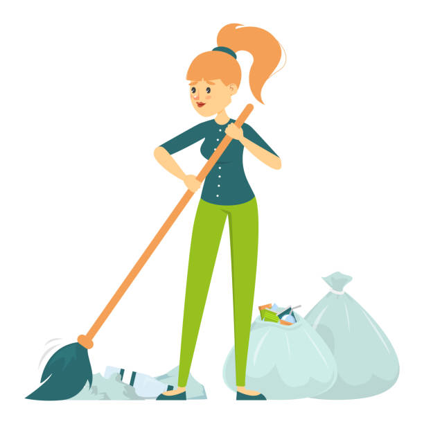 1,400+ Woman Sweeping Stock Illustrations, Royalty-Free Vector Graphics ...