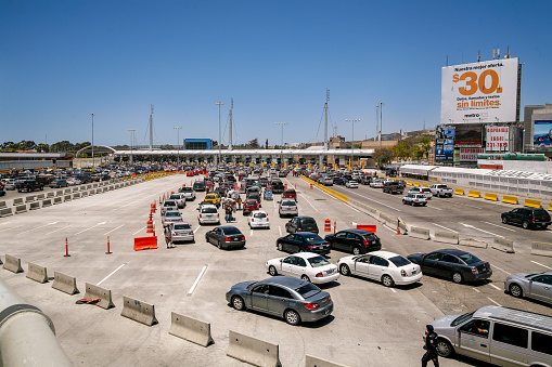 Tijuana, Mexico, May 19 - Hundreds of cars on the Mexican side are waiting to cross the border between Mexico and the United States, at the San Ysidro port of entry, in Tijuana.