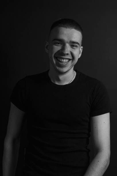 istock Black and White Emotional Portrait Young Man 1217969258