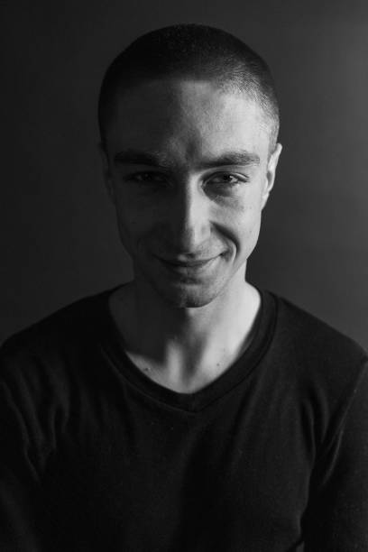 istock Black and White Emotional Portrait Young Man 1217969540