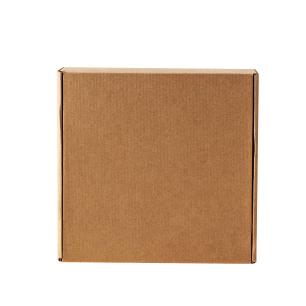 istock Kraft cardboard square closed box top view on a white background. 1217969747