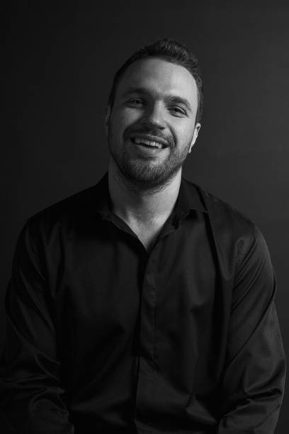 istock Black and White Emotional Portrait Young Man 1217970137