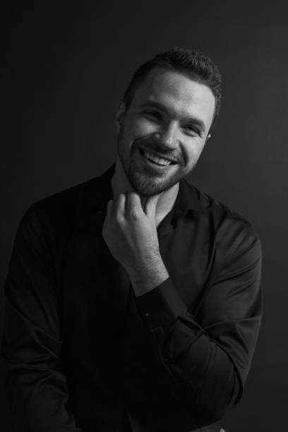 istock Black and White Emotional Portrait Young Man 1217970159
