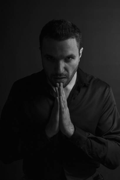 istock Black and White Emotional Portrait Young Man 1217970714