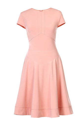 Elegance peach vintage dress isolated on white background.