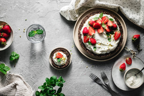 istock Tasty yogurt strawberry pie 1217971192