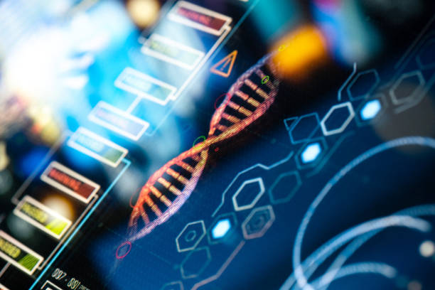 DNA Laboratory Research Charts and Graphs on a high technology equipment.