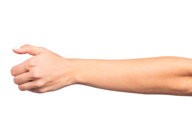 istock female hand isolated on white background showing hand gestures 1217974040