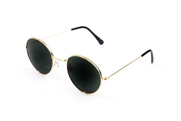 istock Black round sunglasses isolated on white background 1217974234