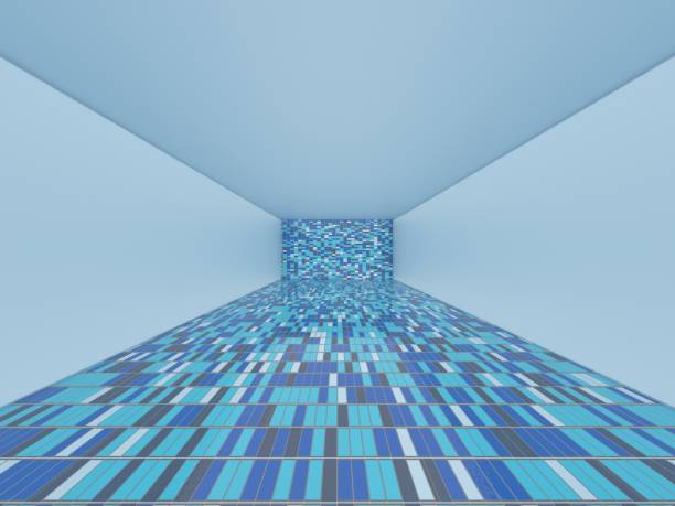 istock Mosaic floor, empty room, 3d abstract backgrounds 1217975275