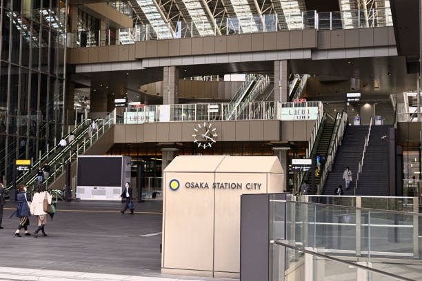 Osaka, Japan, 10th of April 2020.  The entrance of Osaka Railways station is normally crowded with hundreds of people.  It looks so bizzare after government's declaration of the state of emergency for Covid-19.