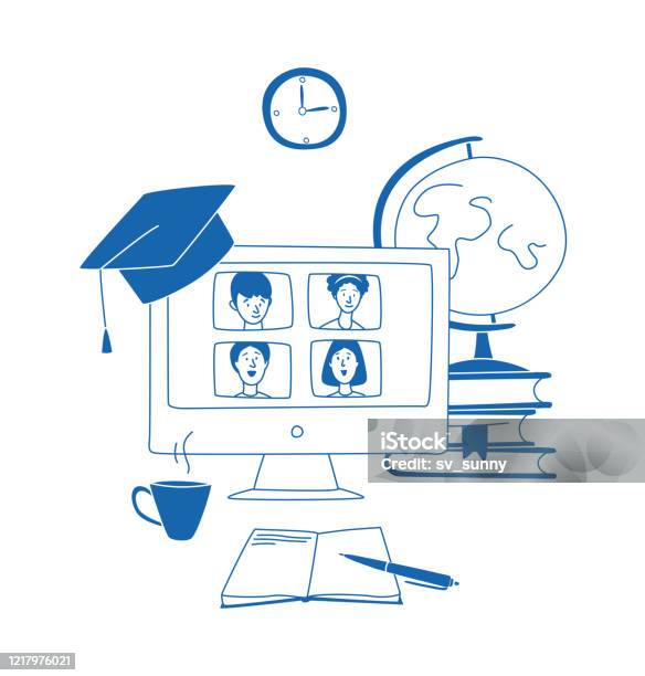 Video Chat Learning Learning Online Elearning Video Call Chat With Class Distance Education ...