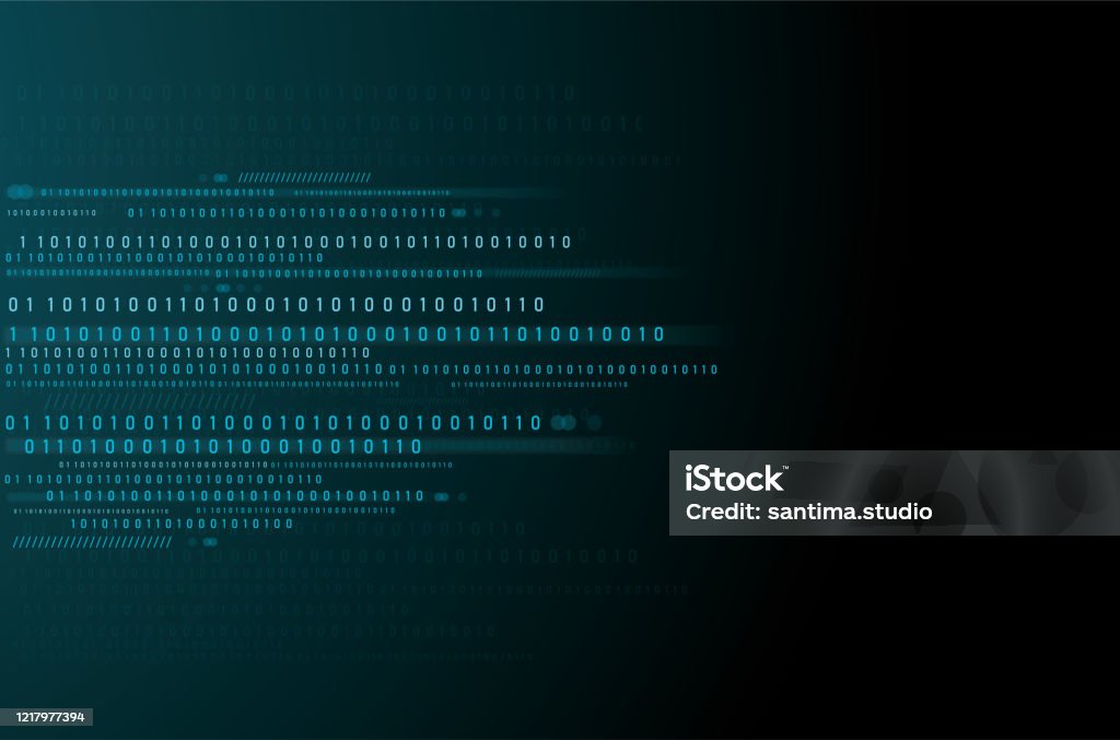 Abstract Technology Background Binary Data And Streaming Binary Code ...