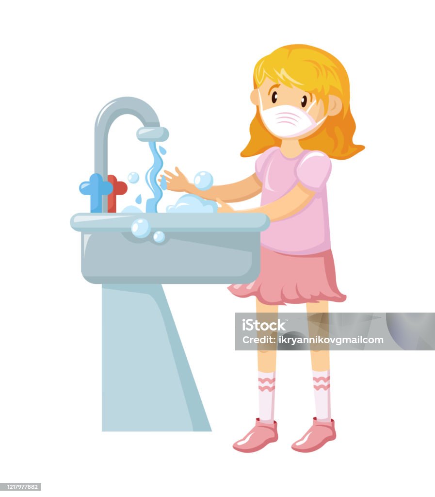 Bé Gái Rửa Tay Bằng Xà Phòng Phòng Chống Coronavirus Nhiễm Trùng ...