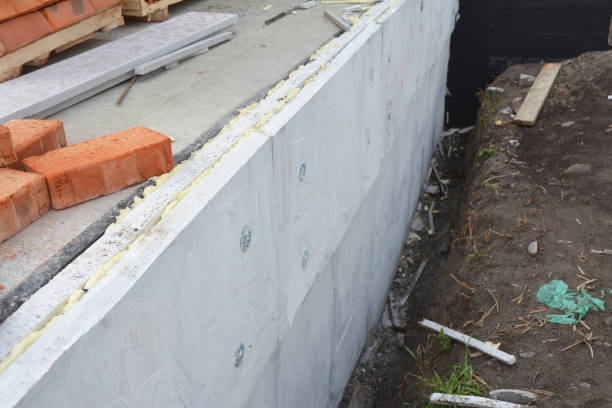 istock Foundation insulation. House wall foundation insulation with waterproofing. 1217977889