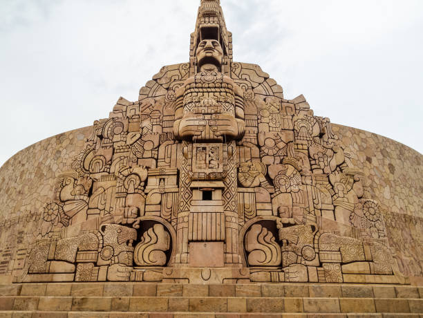 Facade of the Monument to the Fatherland (Paseo de Montejo) in Merida, the capital of Yucatan in Mexico