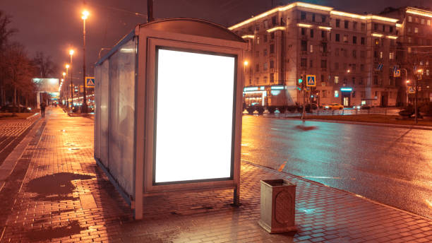 istock advertising billboard at a stop at night 1217982652