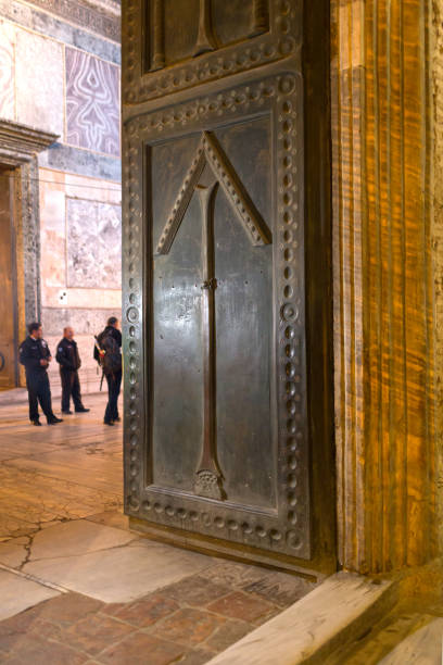 Istanbul, Turkey, February 8, 2013 : Inside of the Hagia Sophia Mosque in Istanbul, Byzantine architecture, Hagia Sophia is the former Greek Orthodox Christian patriarchal cathedral, later an Ottoman imperial mosque and now a museum (Ayasofya Müzesi)