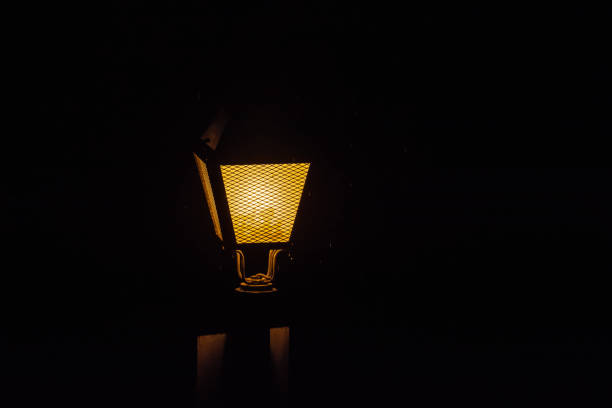 istock Streetlight lit in the dark on a rainy night 1217985083