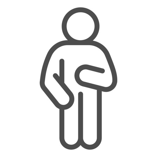 relax man stanowią ikonę linii. człowiek z lewą ręką w dół i podniesioną ręką na prawym piktogramie stylu konturu na białym tle. guy idler do koncepcji mobilnej i projektowania stron internetowych. grafika wektorowa. - idler stock illustrations