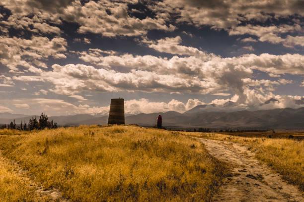 The Burana Tower is a large minaret in the Chuy Valley in northern Kyrgyzstan. It is located about 80 km east of the country's capital Bishkek, near the town of Tokmok. The tower was built in the 11th century and was used as a template for other minarets. It is one of the oldest architectural construction in Central Asia