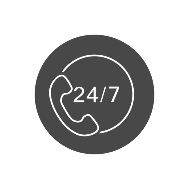 24/7 call center support vector line icon 24/7 call center support vector line icon central european time stock illustrations