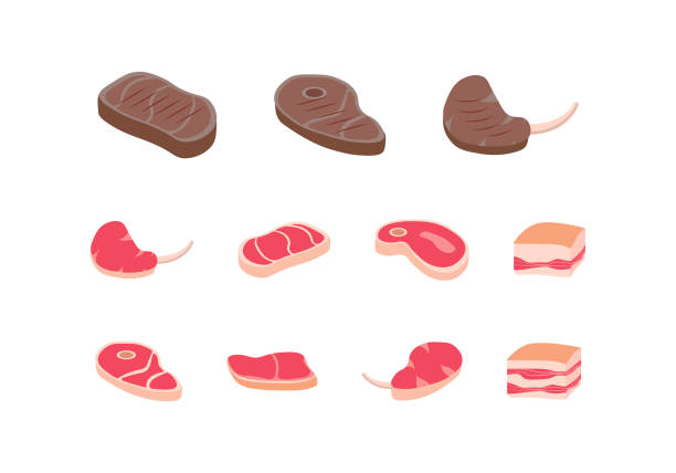 ilustrações de stock, clip art, desenhos animados e ícones de fresh meat tenderloin. - steak pork chop bacon
