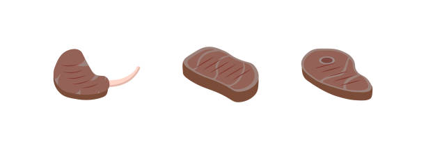 polędwica ze świeżego mięsa. - steak pork chop bacon stock illustrations